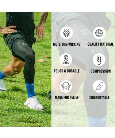 Zensah Full Leg Compression Sleeve for Men & Women - Medium Black - Ideal for Running, Basketball, Football - Thigh, Knee, Calf Support - Buy Online on GoSupps.com