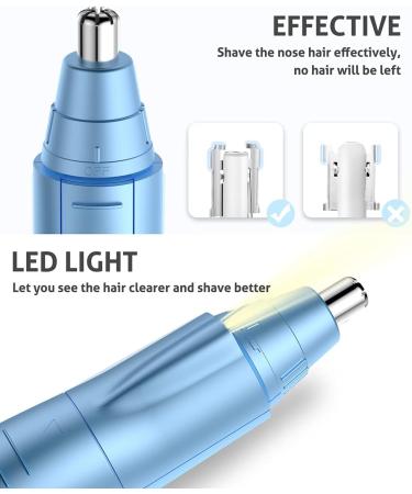 Professional Ear and Nose Hair Trimmer | Painless Eyebrow Trimmer for Men & Women | Battery-Operated Dual-Edge Blades with LED Light (Blue) - International Shipping Available - Buy Online on GoSupps.com