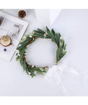 Minkissy Olive Leaf Hair Wreath - Elegant Flower Garland Crown for Brides & Women - Fairy Headband Hair Jewelry - Buy Online on GoSupps.com