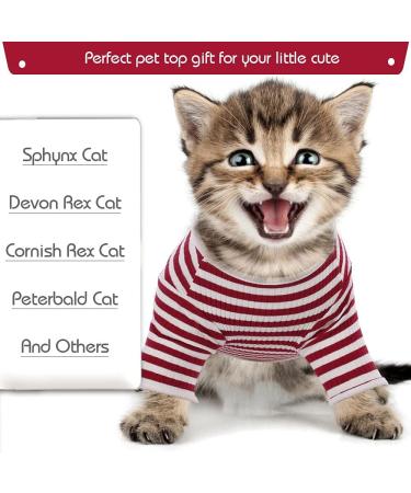 Hairless Cat Cotton Clothing - Breathable Summer T-Shirts & Striped Vests for Sphynx Cornish Rex & Devon Rex | Soft Skin-Friendly Cat Pajamas (L 7.7-8lbs) - Shop Now! - Buy Online on GoSupps.com