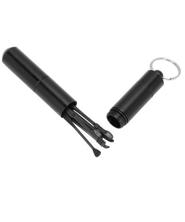 Stainless Steel Ear Wax Removal Kit - Reusable Ear Cleaner and Remover Tool for Ear Care (Black Silver) - Buy Online on GoSupps.com