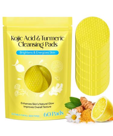 Turmeric Cleansing Exfoliating Pads - 60 Pads with Kojic Acid for All Skin Types | Best Facial Cleansing Skincare - Buy Online on GoSupps.com