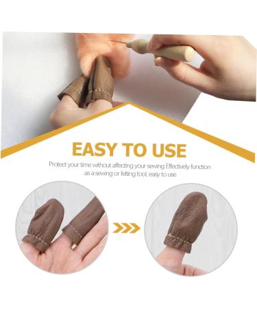 FRCOLOR 5 Pairs Leather Thimbles - Durable Cowhide Thumb Protectors for Sewing & Crafts | International Shipping - Buy Online on GoSupps.com