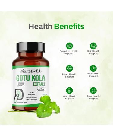 Dr. HERBALIST Gotu Kola Extract 550mg 60 Vegan Capsules | 10:1 Extract 5 500mg Raw Herb | Premium Quality | Non-GMO Gluten-Free | Daily Herbal Support | Centella asiatica Extract Gotu Kola 1 - Buy Online on GoSupps.com