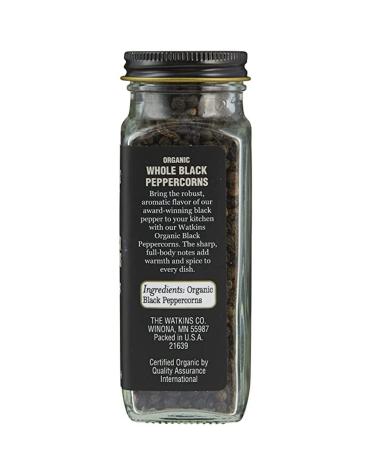 Watkins Gourmet Organic Whole Black Peppercorns 2.6 oz. Bottle - Non-GMO, Kosher (1-Pack) - Buy Online on GoSupps.com