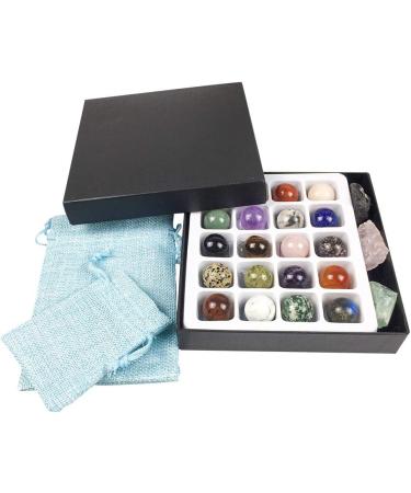 Nuote Crystal Gift Kit for Chakra Balancing Therapy Crystal Sphere Ball Chakra Stones Kit Amethyst Rose Quartz Stone 20pcs Diameter 2cm Healing Energy Raw Crystal Rock Collection with Gift Box - Buy Online on GoSupps.com