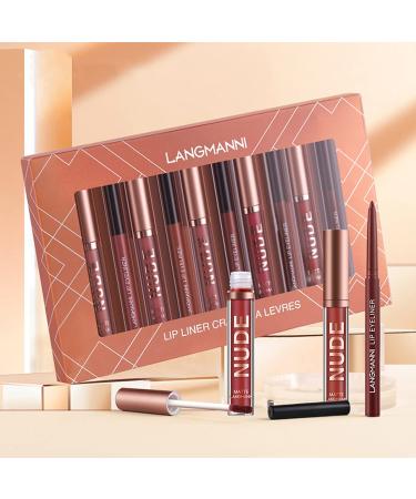 12PC Lipstick Makeup Set - 6 Velvety Matte Liquid Lipsticks & 6 Lip Pencils | Waterproof Gift Kit - Buy Online on GoSupps.com