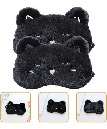 2pcs Cute Black Cat Sleeping Masks for Kids, Girls, and Women | Soft Plush Eye Mask Blindfold Cover | Ideal Eyeshade for Teens Girls - Buy Online on GoSupps.com