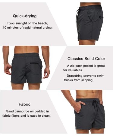 SILKWORLD Men's Quick Dry Swim Trunks with Zipper Pockets - Dark Grey - Buy Online on GoSupps.com