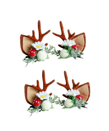 FRCOLOR 2 Pairs Cat Ears Antler Hair Clip Antlers Deer Horn Antler Barrette Deer Hair Barrettes Clip Barrettes for Christmas Hair Clips for Cute Alloy Clip Decorate Miss