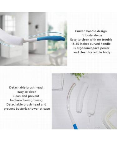 MagiDeal Vinyl Quote Me Long Anti-Slip Curve Handled Bath Body Brush - Easy Reach for Seniors - Blue - 1 Count - Buy Online on GoSupps.com