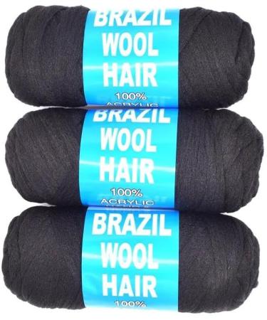 Omoge Hair Ltd 100g Big Roll Brazilian Wool Hair Acylic Yarn For African Crochet Braids Extensions Faux Locs 3 Rolls Natural Black Colour 1b Black Wool For Hair Synthetic Fiber Hair Extensions - Buy Online on GoSupps.com