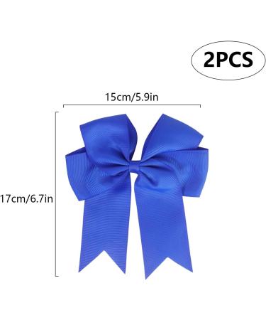 2 Pack 6 inch Bow Hair Clips Large Hair Bow Hair Barrette Clips for Women Girls Blue Hair Bows - Buy Online on GoSupps.com