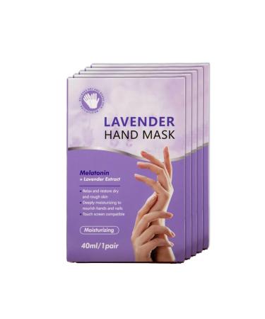 Deep Moisturising Hand Mask for Dry Cracked Hands Hand Moisturising Gloves - Hand Masks Hand Care Spa Treatment Soothe & Hydrate Dry Skin Nails Cuticles - 5 Packs Lavender Lavender #1