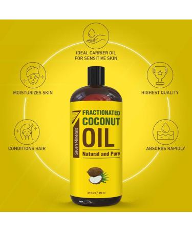 Organic Fractionated Coconut Oil 32 fl oz - Non-GMO, 100% Natural Massage & Carrier Oil for Skin, Hair & Aromatherapy - Lightweight & Pure - Essential Oil Base - 1 Pack - Buy Online on GoSupps.com