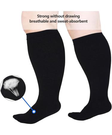 Buy Oversize Compression Stockings 20-30 mmHg - Wide Calf & Unisex Prevent Swelling Edema DVT Pain Relief - Black 4-7XL - Buy Online on GoSupps.com