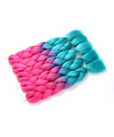 Buy Showjarlly Jumbo Braid Artificial Hair - 24 Ombre Braid Extensions 5 Pack for Crochet Twists & Box Braids - Peach/Navy Blue - Buy Online on GoSupps.com