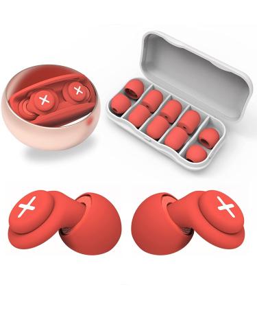 Ear Plugs - Ear Plugs for Sleeping Noise Cancelling  Earplugs for Noise Reduction  Reusable Silicone Earplugs for Sleep  Concerts  Work and Travel  Super Soft Sound Blocking Ear Plug Red