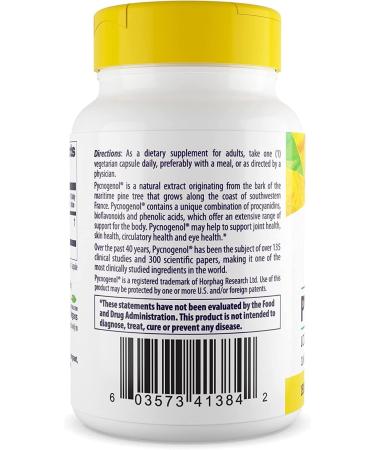 Healthy Origins Pycnogenol 150 mg - Premium Gluten-Free Pine Bark Extract for Heart Health & Skin Care - 30 Veggie Caps - Buy Online on GoSupps.com