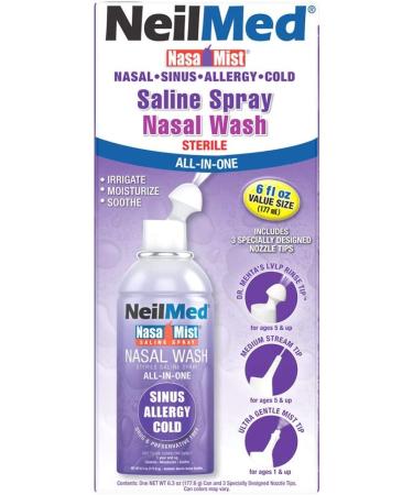 NeilMed NasaMist Multi-Purpose Saline Spray - 6.3 Fl Oz | Nasal Relief & Hydration - Buy Online on GoSupps.com