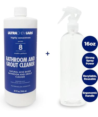 Super Concentrated Commercial Bathroom & Grout Cleaner - Watermelon Scent 32 fl oz Yields up to 8 Gallons - Tough on Stains & Grime Ideal for Kitchen & Tile - Buy Online on GoSupps.com