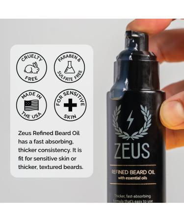 ZEUS Refined Beard Oil - Leave In Conditioner for a Softer Beard & Mustache | Vanilla Rum Scent - Made in USA | 1.6 oz - International Shipping Available - Buy Online on GoSupps.com