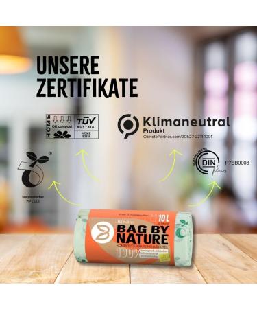 10L Organic Waste Bags with Handle | 100 Compostable & Biodegradable Garbage Bags Made in Germany - Tear-Resistant & Climate-Neutral - Available in 10L 20L 30L (Pack of 100) - Buy Online on GoSupps.com