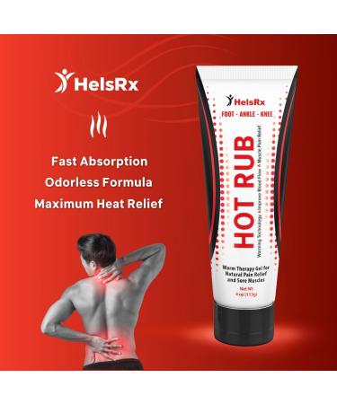 HelsRX Hot Rub: Muscle & Joint Pain Relief Cream- for Feet Ankles Knee Pain Lower Back Pain Relief Heat Therapy with Blood Flow Benefits - Rapid Pain Relief and Non-Greasy Odorless Formula - Buy Online on GoSupps.com