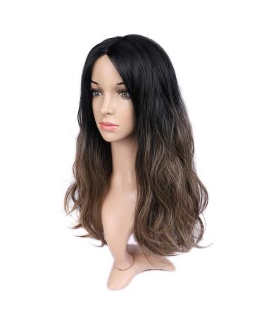 SHIYID HANNE 16 '' Natural Wave Synthetic Hair Wig 1B Flax Brown Glueless Wigs For Black White Women