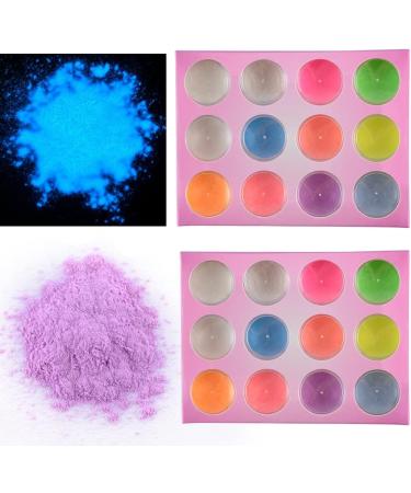 Glow in The Dark Pigment Powder Set - Pack of 24 Neon Color Changing Luminous Powder for Epoxy Resin, DIY Crafts, Nail Art & Halloween Party - Buy Online on GoSupps.com