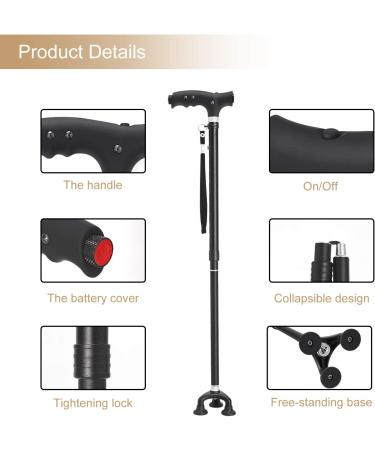 BeneCane Adjustable Walking Cane with LED Light - Lightweight Portable Mobility Aid for Men, Women, Seniors - Comfortable Handle - Pink - Buy Online on GoSupps.com