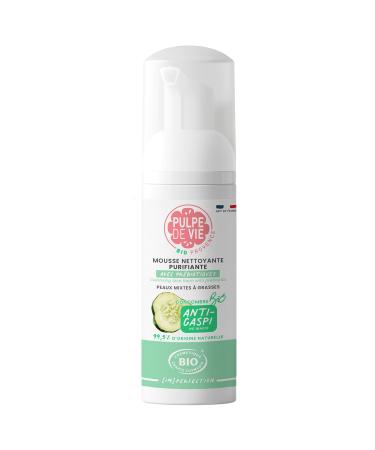 Pulpe de Vie - Certified Organic Cleansing Foam 125ml - Anti-waste! Cucumber - Gentle and anti-blemish facial cleanser - Combination to oily skin - Sebum regulator and Pore Reduction