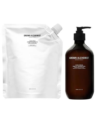 Grown Alchemist Hand Cream. Vanilla Orange Peel + Skin Moisturizing REFILL DUO Kit (500ml each) Vanilla and Orange with Refill Kit