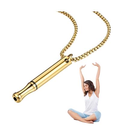 WOBBLO Conscious Breathing Anapana Breathing Meditation with Solid Chain Wearable to Reduce Stress for Men and Women Gold