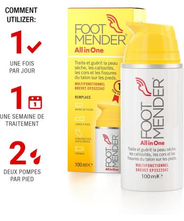 Footmender All in One | Treats and Heals Dry Feet Hard Skin (Calluses) Cracked Corns and Heels (Heel Cracks) | Significant Effect After First Treatment | 100ml - Buy Online on GoSupps.com