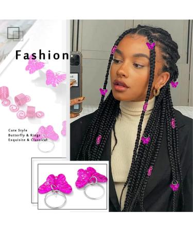 Formery Pink Butterfly Hair Jewels for Braids - 20PCS Spiral Loc Jewelry for African Coiling Dreadlock Accessories - Buy Online on GoSupps.com