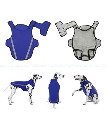 Slowton Winter Dog Jacket - Soft Flannel Waterproof & Windproof Coat with Adjustable Size | Warm XXL Blue | Reflective Stripes - Buy Online on GoSupps.com