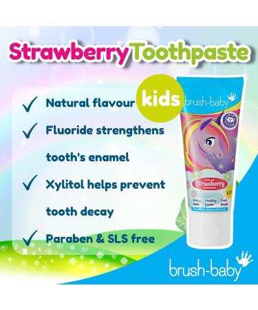 Brush-Baby Natural Strawberry Unicorn Toothpaste (3+ Years) - 50ml Tube - Buy Online on GoSupps.com