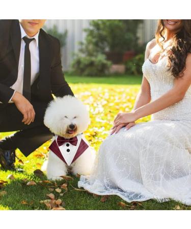 Mioyoow Adjustable Formal Dog Bandana Collar | Tuxedo Wedding Bib for Small & Medium Dogs - Stylish Pink Scarf with D-Ring - Buy Online on GoSupps.com