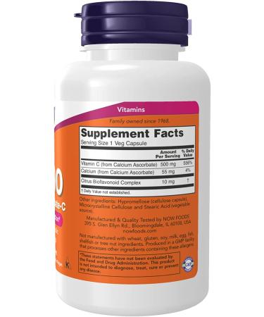 Now Foods C-500 Calcium Ascorbate-C - 100 Capsules | Immune Support & Antioxidant - Buy Online on GoSupps.com
