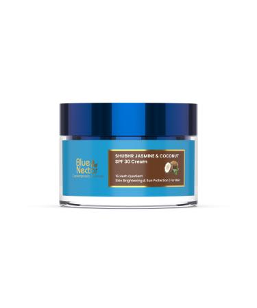 Blue Nectar Coconut SPF 30 Sunscreen Face Cream for Plant Based Sun Protection | Oil Free Vitamin E Face Moisturizer for Oily & Sensitive Skin (16 Herbs 50g)
