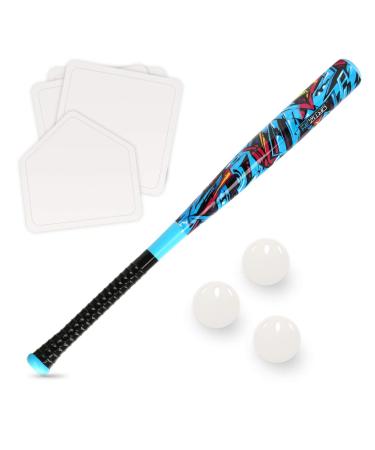 Ortiz34 Grand Slam Set- Graffiti Plastic Bat, 3 Balls, 4 Throw Down Bases Blue