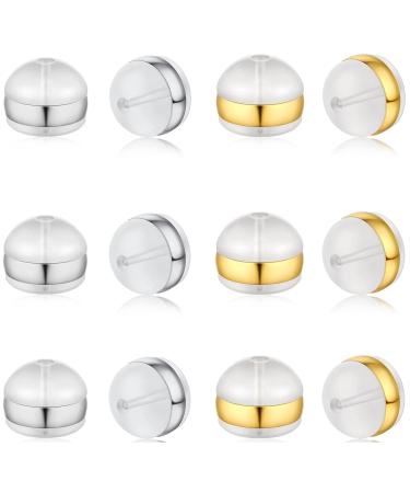DELECOE 12pcs Soft Silicone Earring Backs for Studs Silver&Gold Belt Rubber Earring Backs Replacements Hypoallergenic Safety Plastic Earring Back for Studs Earring Hoops Fish Hook Silver+Gold - Buy Online on GoSupps.com