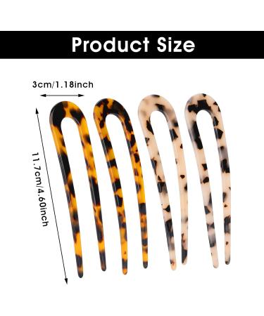 WLLHYF 4 Pieces French Hair Pins Tortoise Shell U Shaped Hairpin Cellulose Acetate Tortoise Shell Hair Fork Sticks for Women Girls Hairstyles Accessories - Buy Online on GoSupps.com