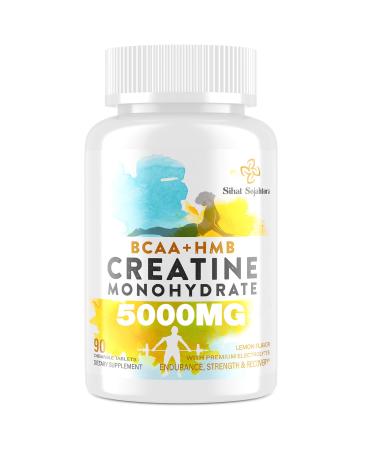 5000 mg Creatine Chews for Men & Women - 8-in-1 High Absorption Tablets Delicious & Convenient 90 Count