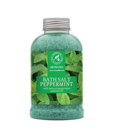 Bath Sea Salt Peppermint 21.16 Oz (600g) - Bath Salts with Peppermint Essential Oil for Bath Soak - Relaxing Bath - Body Care - Muscle Relaxation - Aromatherapy Bath Salts - Mint Bath Salt