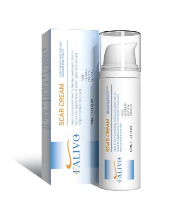 Falivo Scar Cream - 50g Scar Gel for Surgical Scars/C-Section/Stretch Marks/Injury/Acne/Keloids/Burns/Old & New Scars Scar Removal Treatments Suits Face & Whole Body 100% Silicone Scar Gel blue