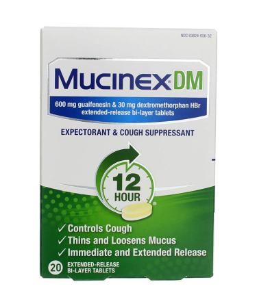 Mucinex DM 12-Hour Expectorant and Cough Suppressant Tablets 20 Count