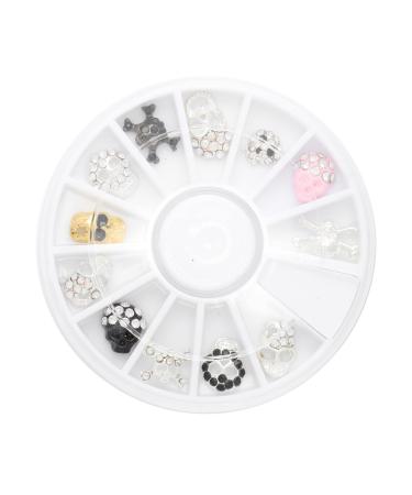 LALAFINA Halloween Nail Metal Nail Charms Halloween Nail Art Decals Rhinestones Decor Nail Art Skull Nail Stickers Flowers Green Faux Fur Scrunchies Nail Decals Turntable Gem 3d