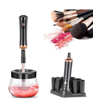 JZLUCKY Makeup Brush Cleaner, Upgrade Electric Makeup Brush Cleaner and Dryer Machine, Automatic Super Fast Cosmetic Spinner Brush Cleaner for Most Size Brushes (Black)